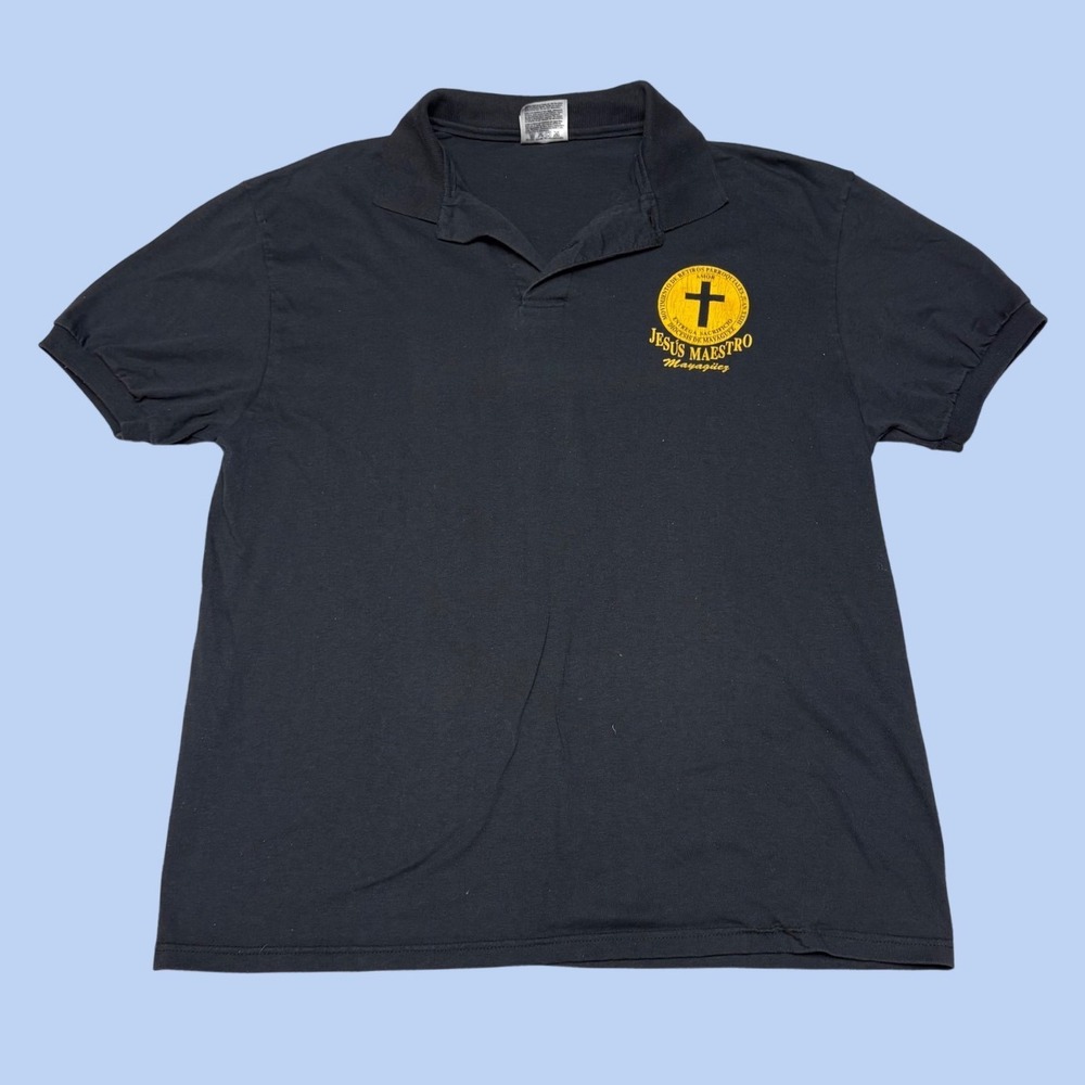 Stedman by Hanes Mens Jesus Maestro Mayaguez Black Polo Shirt Size M 1619